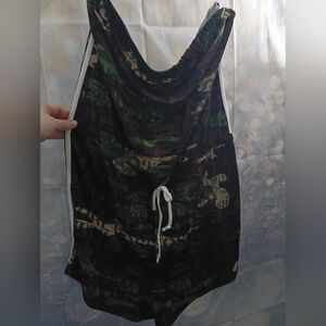 Camouflage Print Drawstring Jumpsuit